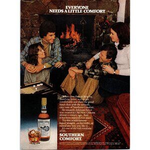 1981 Southern Comfort Whiskey Vintage Print Ad Backgammon Fireplace Wall Art